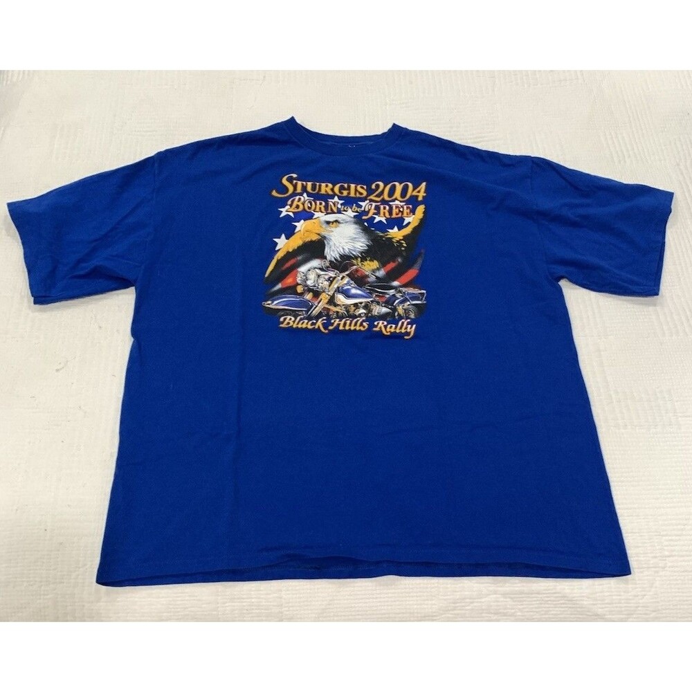 Vintage Sturgis Black Hills Rally T Shirt XXL 2004 Blue Eagle